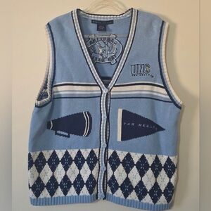 Vintage Birch Bros Sweater Vest UNC Carolina Tarheels Collegiate Argyle Rare XL